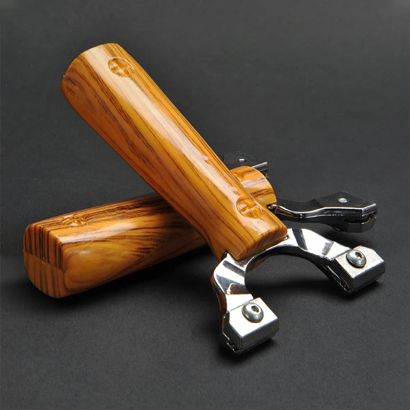 Dark Slate Gray WOODTONE Zinc Alloy Slingshot – Imitation-Wood Ergonomic Handle INDIAN SLINGSHOT