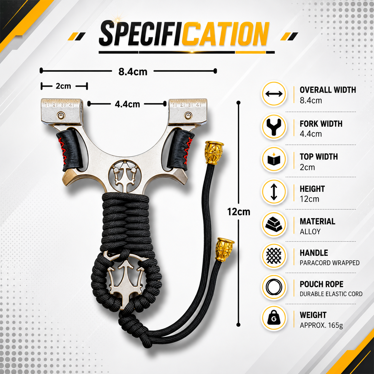 White Smoke Trident Alloy Slingshot with 0.75mm Rubber Band Set & 250 Mud Balls MARKSMAN