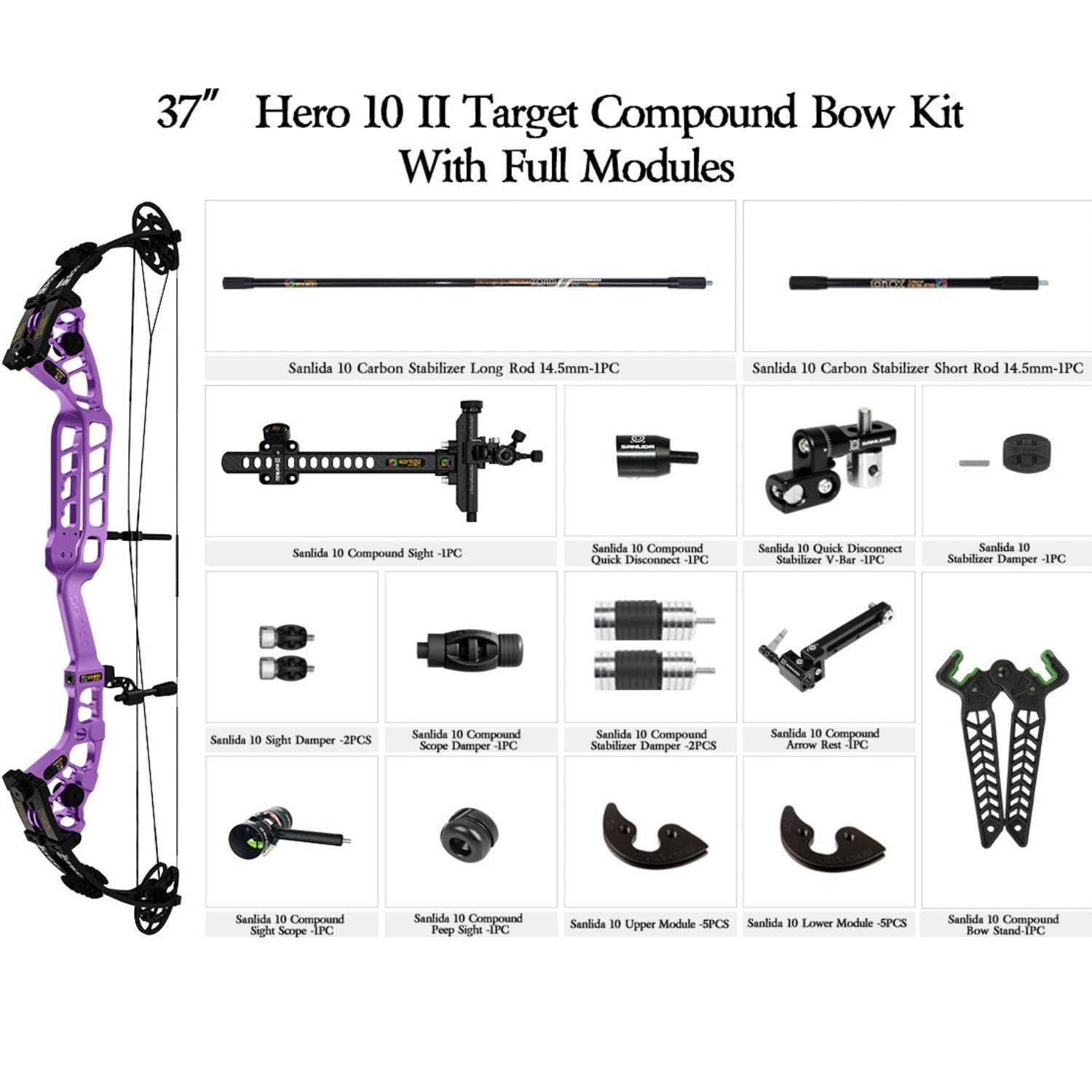 Dark Slate Gray Sanlida® Archery 37“ Hero 10 II Target Compound Bow Kit With Full Modules SANLIDA