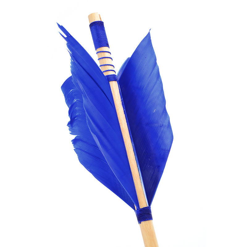 White Smoke 8.5mm Wooden Archery Arrow with Turkey Feather Fletching | 32" Indonesian Cypress Shaft for Recurve & Compound Bow INDIAN SLINGSHOT