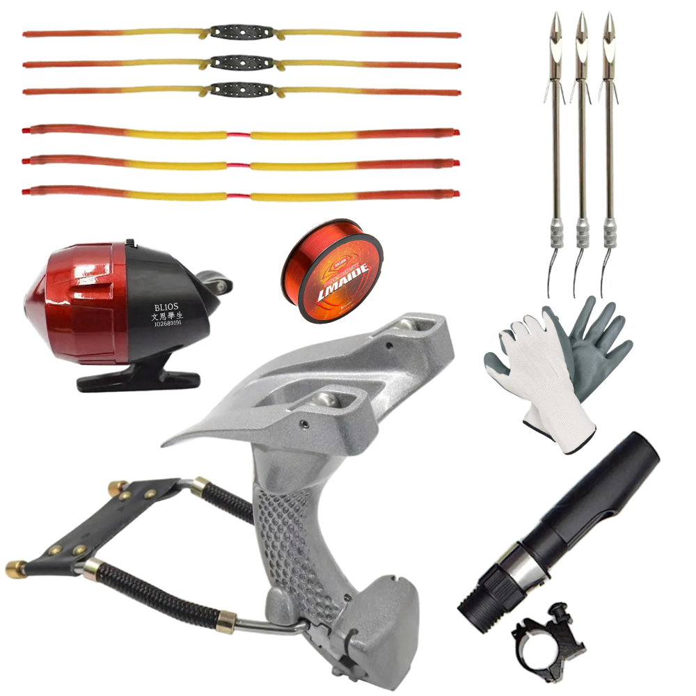White Smoke GRIPFANG Anti-Slip Aluminum Alloy Pulley Fishing Slingshot Combo MARKSMAN