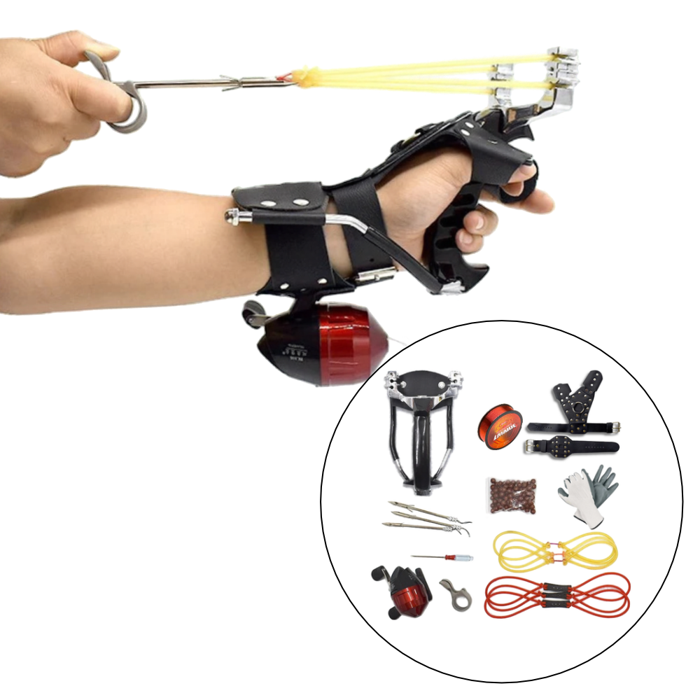 White Smoke Top Selling Metal Frame Strong Fishing Slingshot With Combo Pack For Outdoor Fishing MARKSMAN