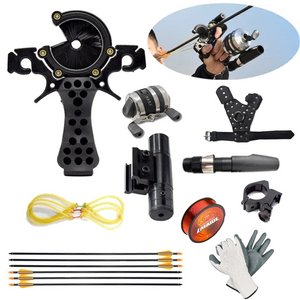 White Smoke Arrow + Reel + Laser + Multifunctional Powerful Fishing Slingshot Combo Pack Outdoor Fishing INDIAN SLINGSHOT