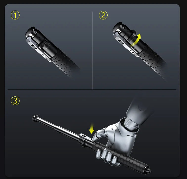 Dark Slate Gray Baton | Safe Hiking Heavy Metal Stick Rod | Automatic Retractable Hiking Stick - Enhanced Self-Defense Rod | Unique Model Available only on Indian Slingshot MARKSMAN