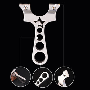 Light Gray Five Star Horse Stainless Steel Slingshot Mirror Polished Outdoor Catapult MARKSMAN