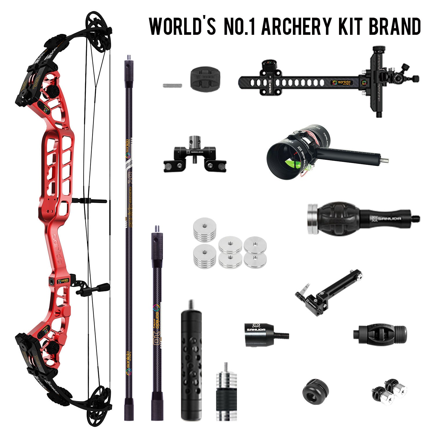 Gray Sanlida® Hero 10 II Target Full Module Compound Bow Kit - Red Edition SANLIDA