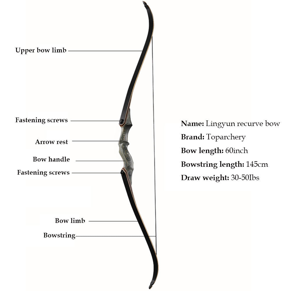 White Smoke Junxing F171 Recurve Bow for Outdoor Games INDIAN SLINGSHOT