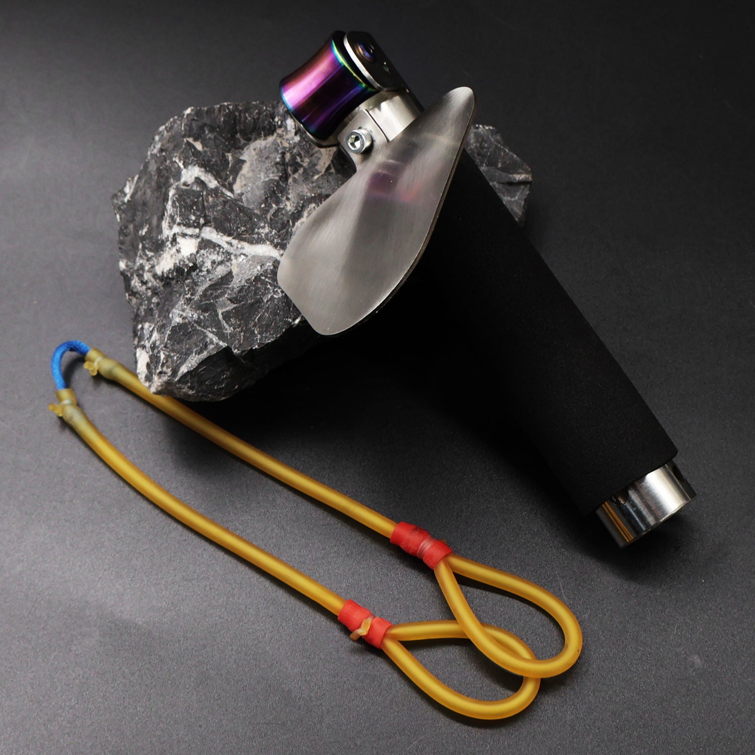 Dark Slate Gray Stainless Steel ViperGrip Pulley Design Slingshot MARKSMAN