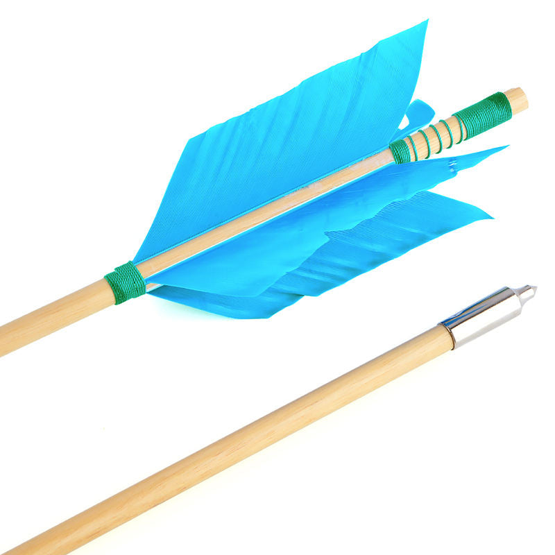 White Smoke 8.5mm Wooden Archery Arrow with Turkey Feather Fletching | 32" Indonesian Cypress Shaft for Recurve & Compound Bow INDIAN SLINGSHOT