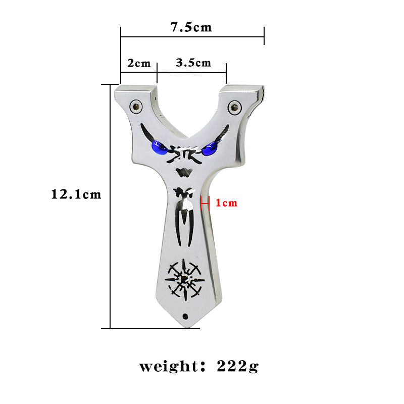 Light Gray Compass Cut Little Monster Stainless Steel Slingshot MARKSMAN
