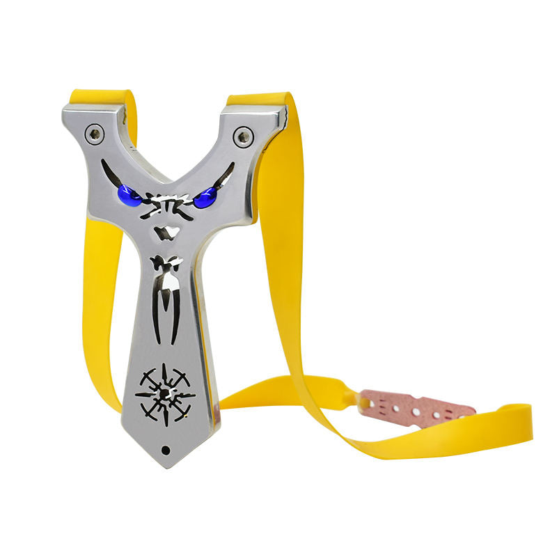 Gray Compass Cut Little Monster Stainless Steel Slingshot MARKSMAN
