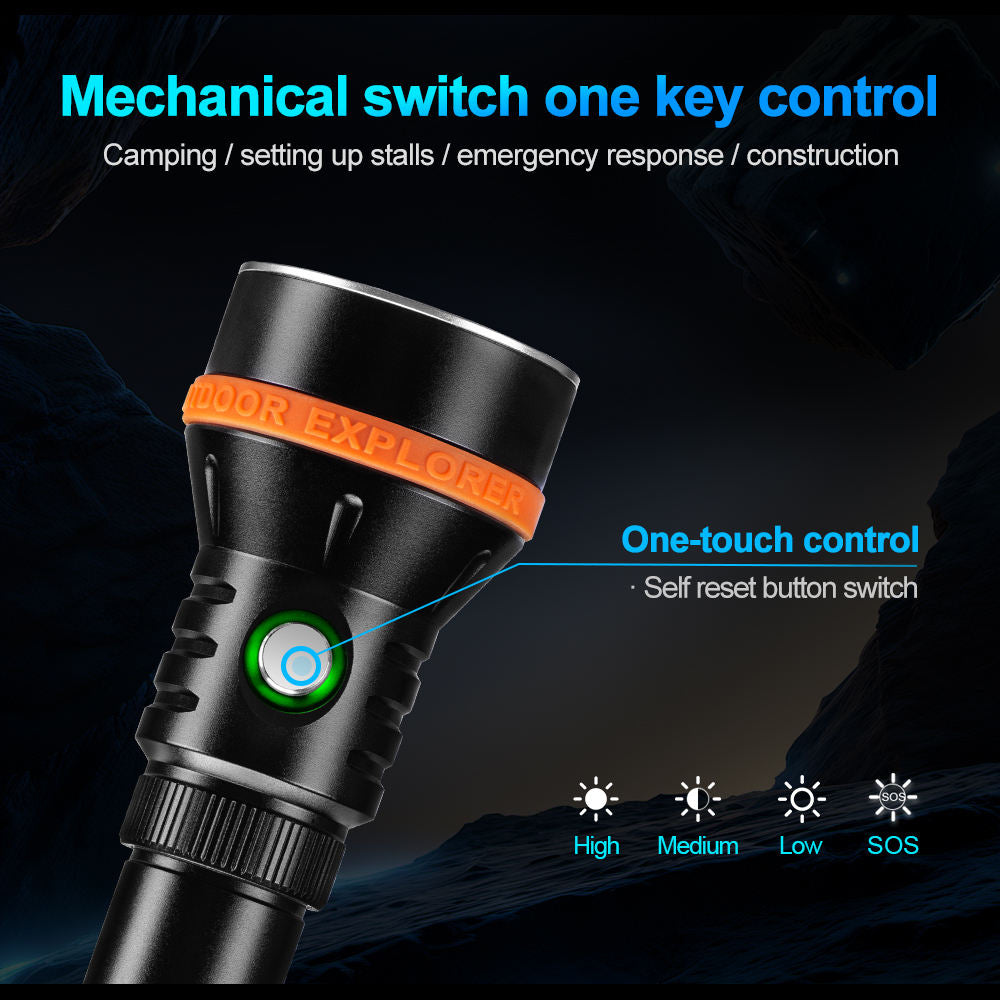 Black 20W High Power Amphibious Diving Flashlight 3000 Lumens 100M Waterproof Rechargeable Aluminum Dive Torch for Outdoor and Underwater Use INDIAN SLINGSHOT