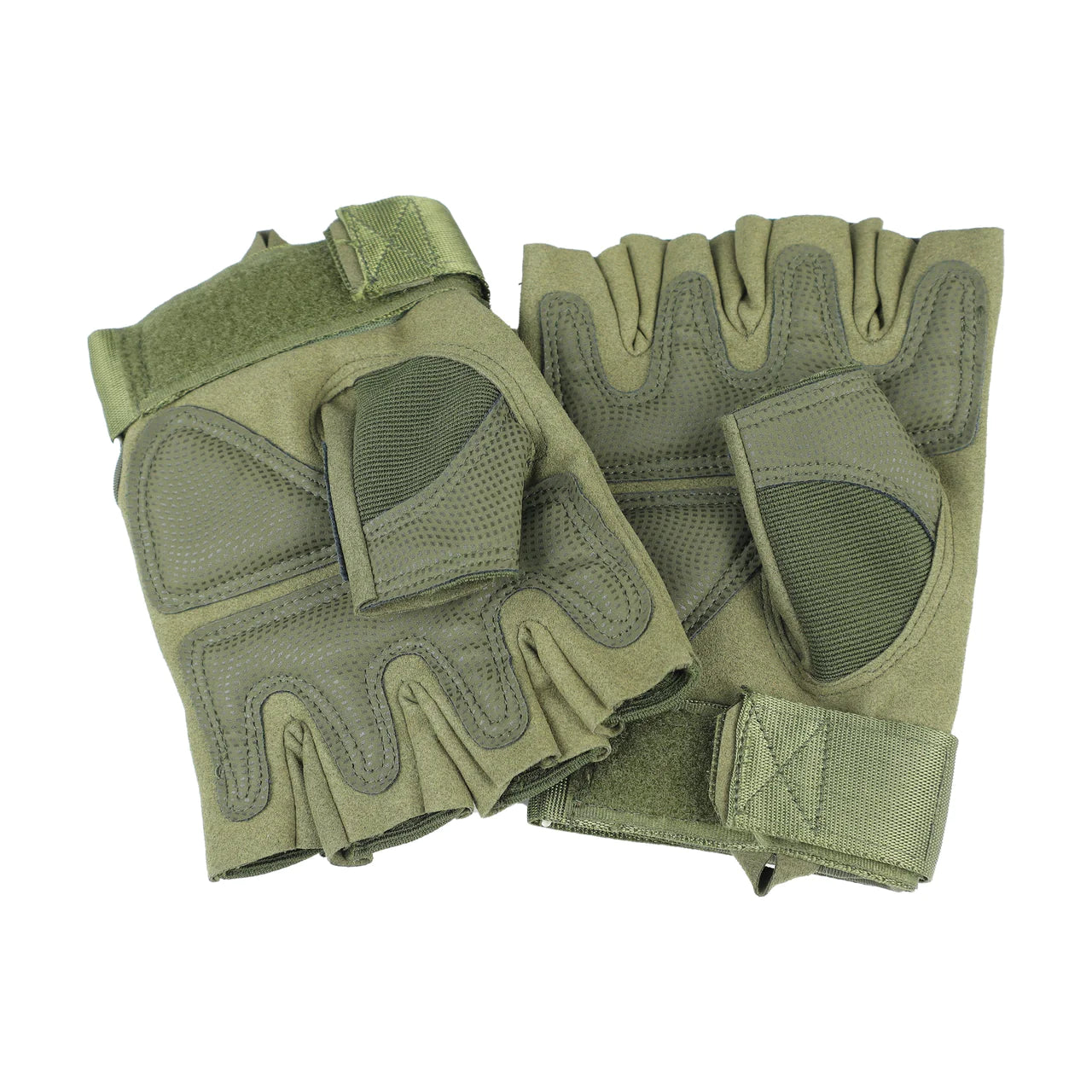 Dim Gray Olive  Green  Tactical  Fingerless  Padded  Gloves MARKSMAN