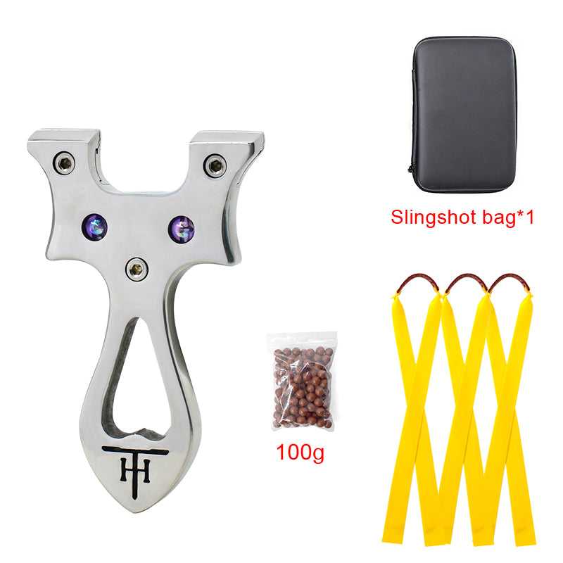 Light Gray TH Blue Eyes Stainless Steel Slingshot MARKSMAN