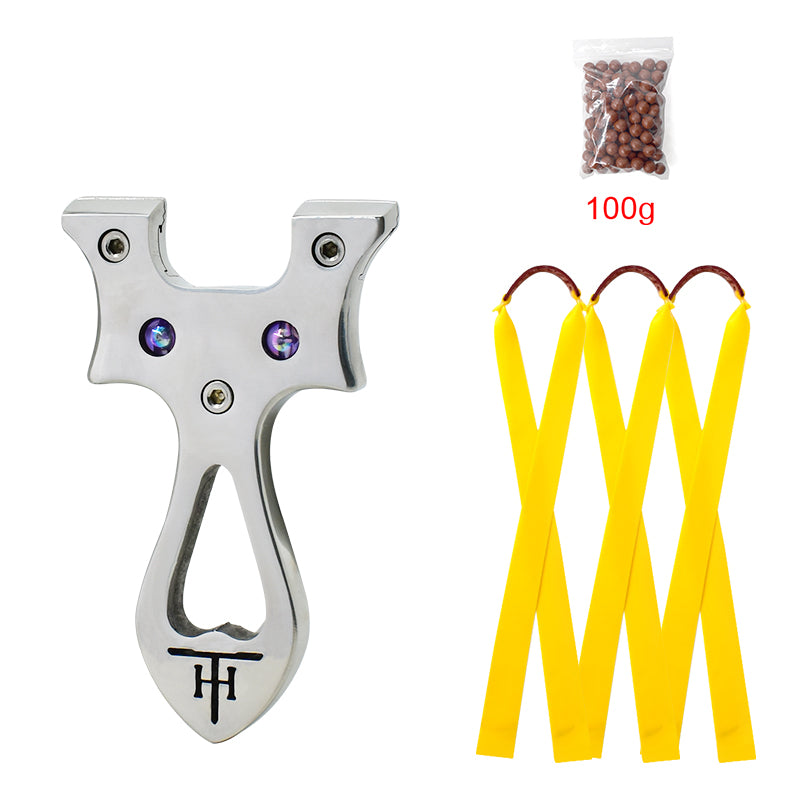 Light Gray TH Blue Eyes Stainless Steel Slingshot MARKSMAN