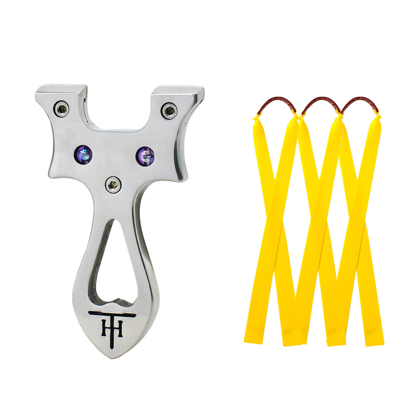 Light Gray TH Blue Eyes Stainless Steel Slingshot MARKSMAN