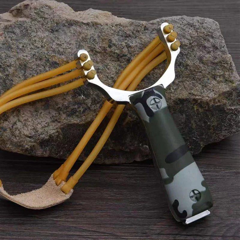 Dark Slate Gray ForestEdge Aluminium Alloy Slingshot with 6-Strand Rubber Band SLINGSTER