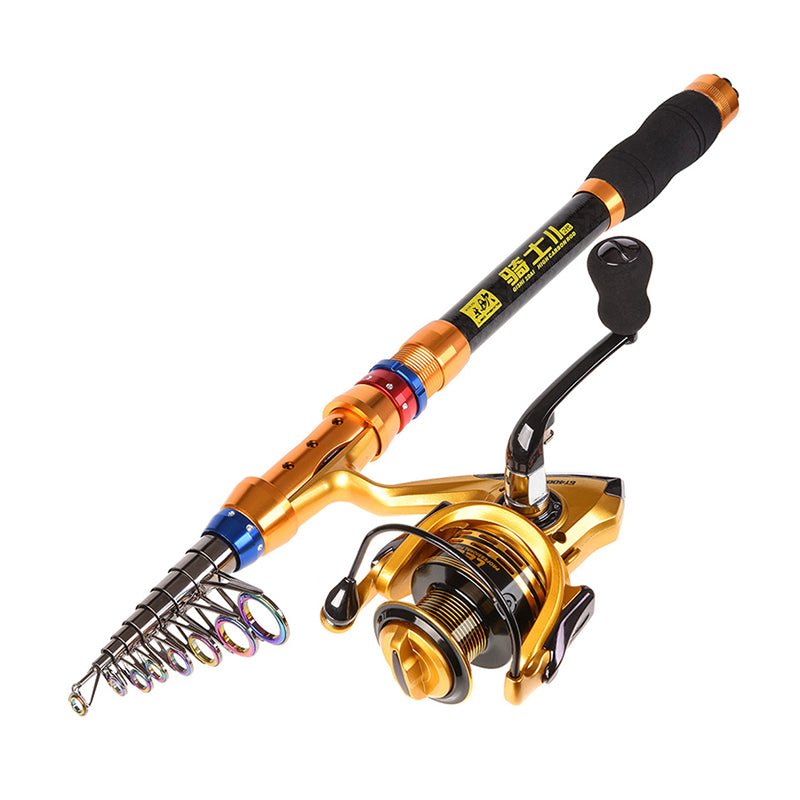 1.8M-3.6M telescopic fishing rod combination full set of carbon fiber fishing rod + rotating spool + fish bag protective cover - INDIAN SLINGSHOT