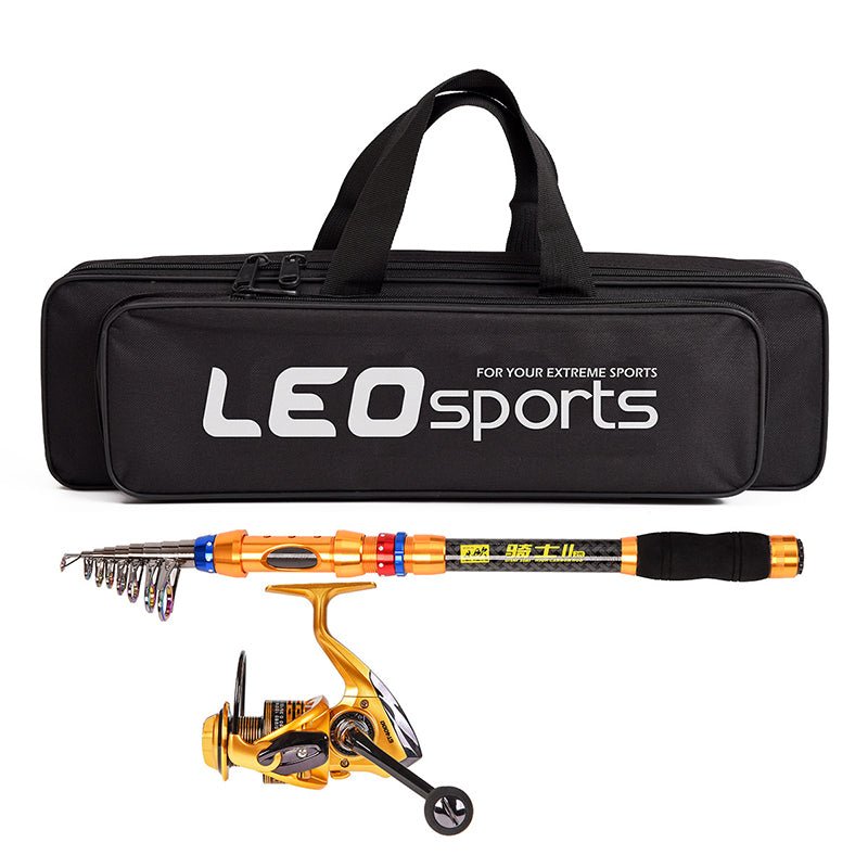 1.8M-3.6M telescopic fishing rod combination full set of carbon fiber fishing rod + rotating spool + fish bag protective cover - INDIAN SLINGSHOT