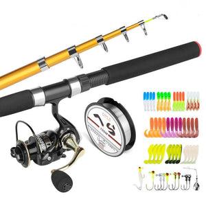 Dark Slate Gray 2.1M Sea Pole Soft Bait Fish Hook Fishing Combo Set MARKSMAN