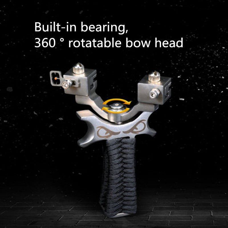 Black 360-Degree Rotation Flat Rubber Band Slingshot Outdoor Strong Competitive  Stainless Steel Target Shooting Toys For Children