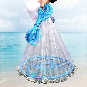 American Style Multifilament Fishing Net / Frisbee Fishing Cast Net with Plastic Coated Iron Sinker