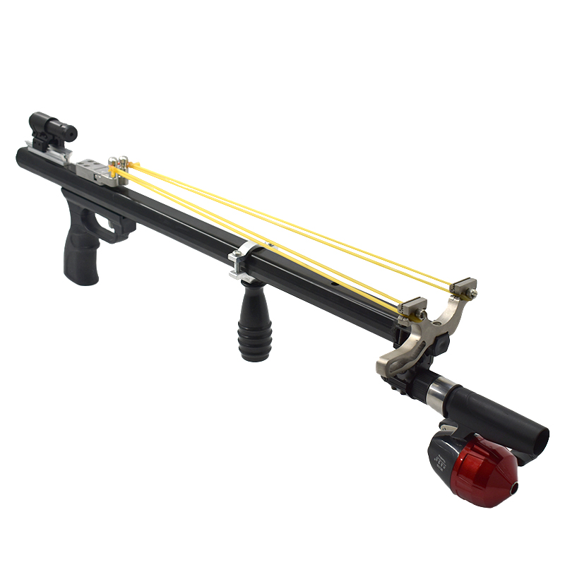 LR2 Black Long Rod Slingshot With Laser Light And Fishing Reel Set
