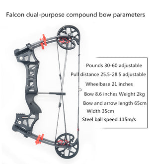 Dark Slate Gray M109E New Dual-use Can Launch Steel Ball Compound Bow Shooting Bow And Arrow Outdoor Target Shooting Triangle Big Power Bow JUNXING