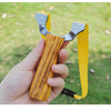Goldenrod Zinc Alloy Clip Imitation Solid Wood Handle Strapless Slingshot Outdoor Precision Shooting INDIAN SLINGSHOT