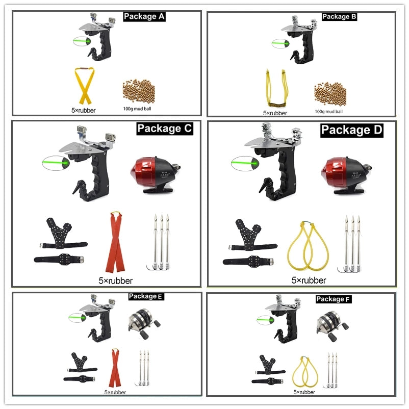 Light Gray Upgraded Bow Head Shooting Fish Slingshot Package INDIAN SLINGSHOT