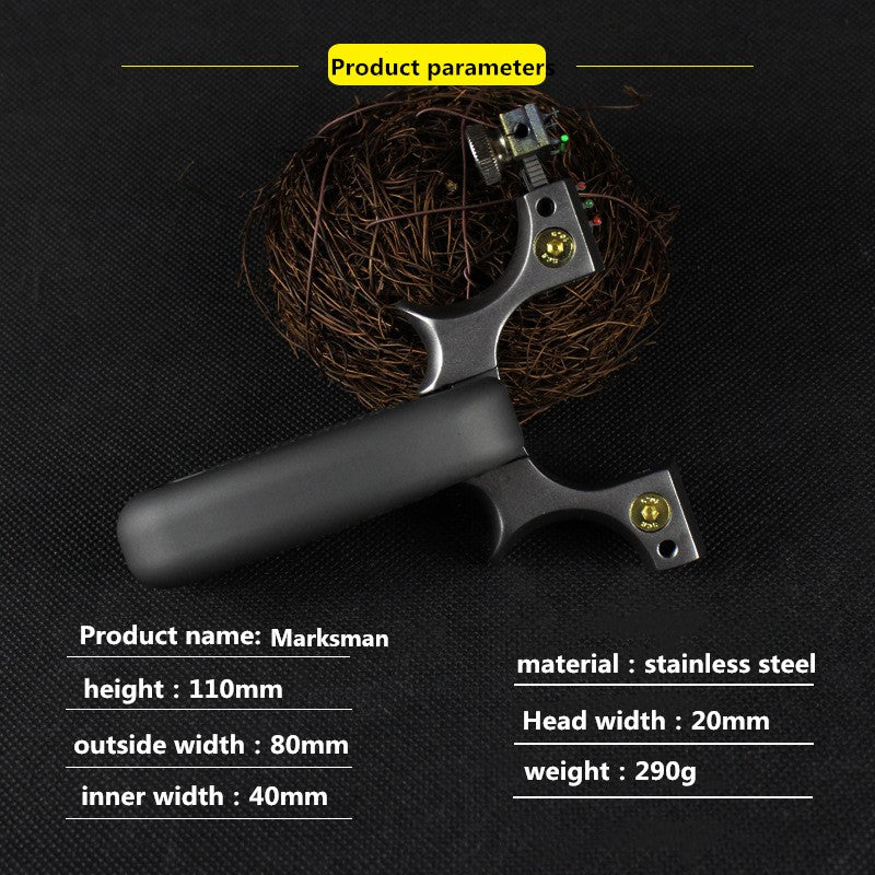 Black Black Startling High Quality Stainless Steel Slingshot MARKSMAN