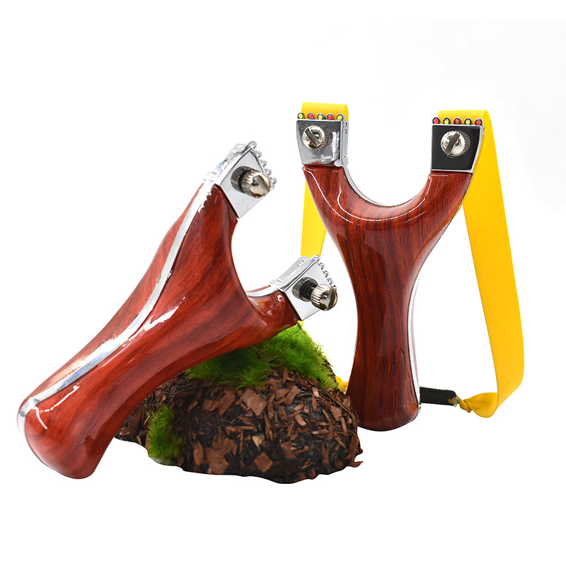 Saddle Brown Red Imitation Wood Grain Alloy Slingshot Portable Outdoor Shooting Toy INDIAN SLINGSHOT