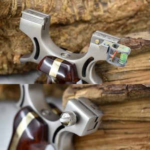 Dim Gray Professional Premium Aiming Wood and Stainless Steel Slingshot Outdoor Shooting MARKSMAN