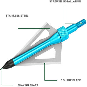 Light Gray F-15 Three Fixed Blades 100 Grain Broadheads MARKSMAN