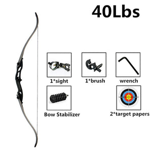 Light Gray Recurve 30-50Lbs 56 Inches Target Shooting Recurve Bow With Sight Arrow Rest For Right Hand User Archery Target Shooting marksman