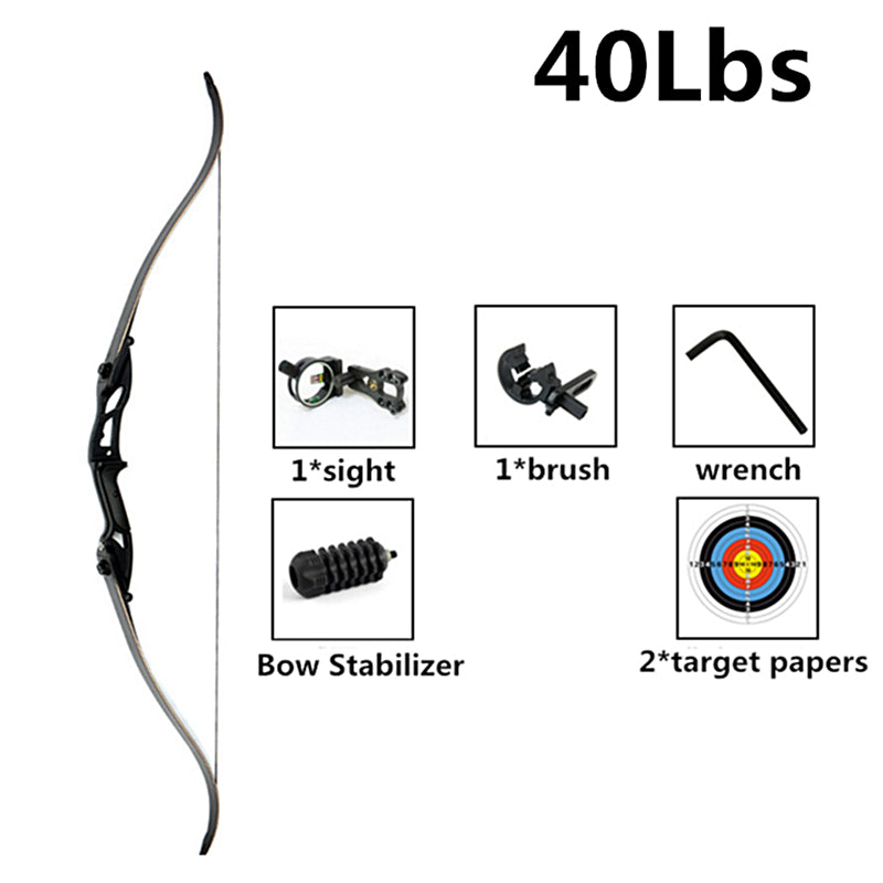 Light Gray Recurve 30-50Lbs 56 Inches Target Shooting Recurve Bow With Sight Arrow Rest For Right Hand User Archery Target Shooting marksman