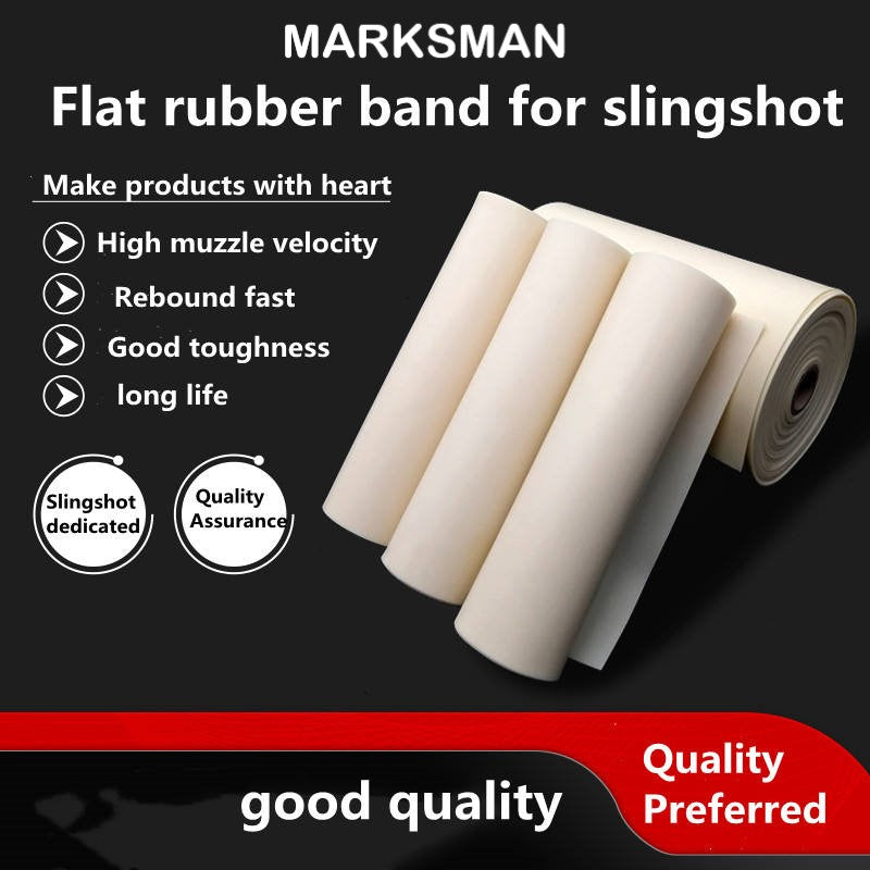 Black Marksman Anti Freeze Flat Rubber Band 1 Meter Roll White Slingshot Catapult Latex INDIAN SLINGSHOT