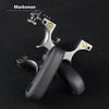 Black Stainless Steel Aluminum Slingshot High Precision CNC Flat Rubber Band Stingling Competitive Catapult Slingshot MARKSMAN