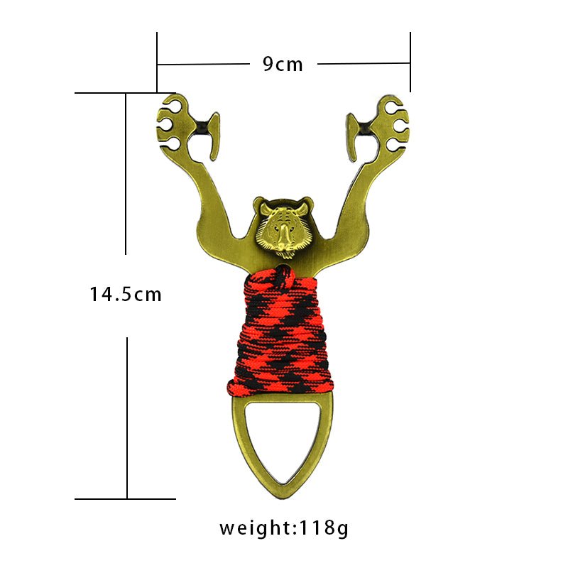 Olive Drab Alloy Animal Pattern Shooting Slingshot With Strong Rubber Band Sling Shot