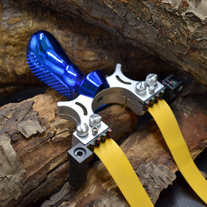 Dark Slate Gray Double screw resin blue handle slingshot precision shooting durable hunting slingshot