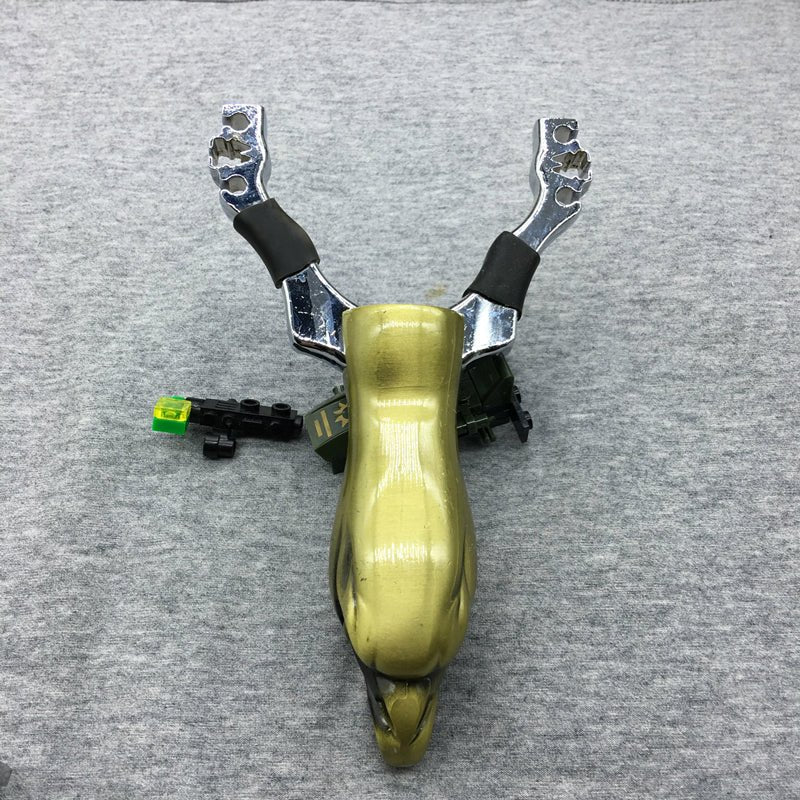 Dark Gray Eagle Head Carved Slingshot New Light Weight Precision Slingshot Multifunctional Fishing Shooting Fish Shooting Device Catapult