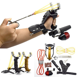 Rosy Brown Factory wholesale outdoor fish shooting belt wrist rest high precision slingshot fish shooting set
