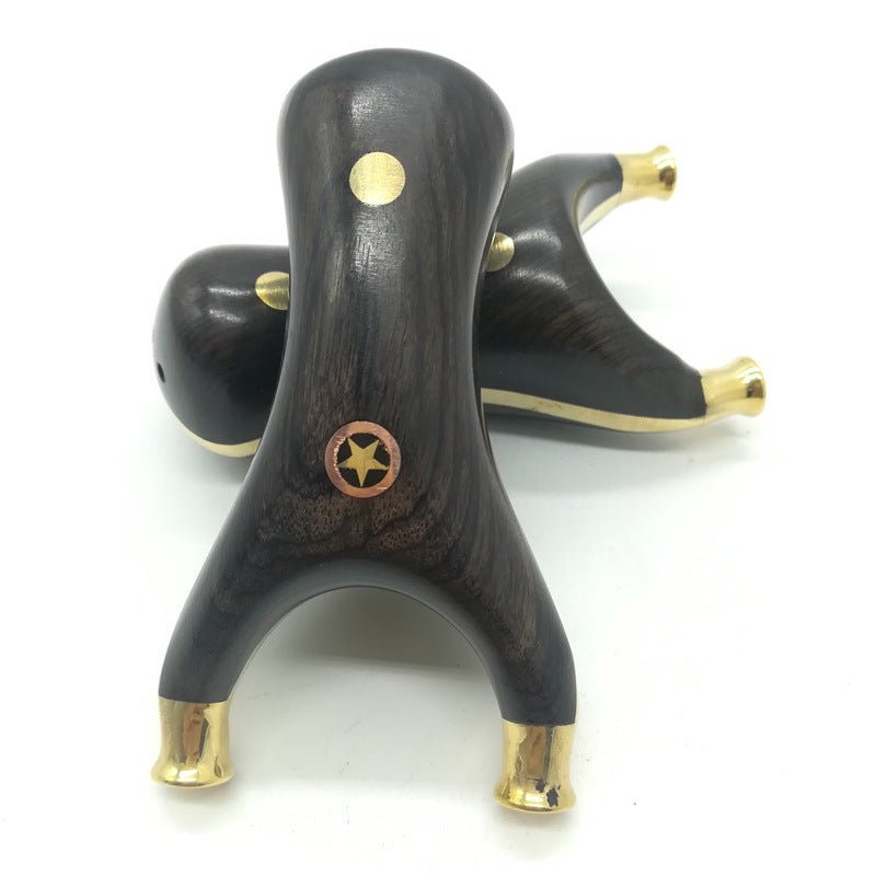 Dark Slate Gray Five-star Patch Mini Palm Treasure Fat Slingshot Copper Clip Sandalwood Solid Wood Compact Shooting Small Catapult Slingshot