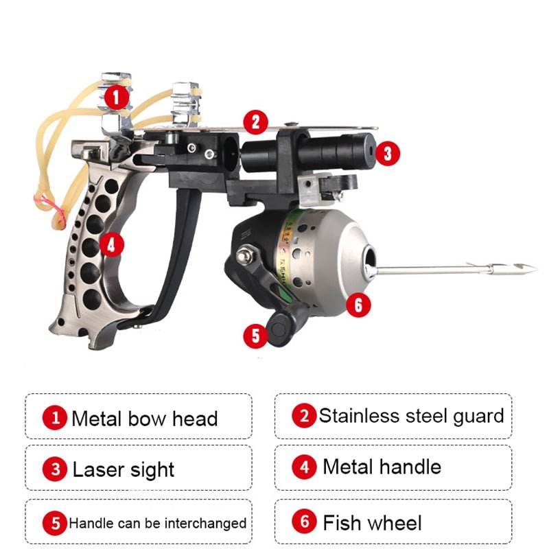 Light Gray High Quality Fishing Set Slingshot Hunting Suit Professional Outdoor Shooting Fishing Darts+ Fishing Reel Tools