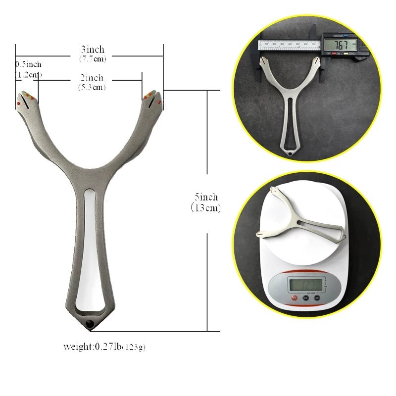 Dark Slate Gray High Quality Metal Powerful Slingshot Outdoor Hunting Bow Catapult with Flat Rubber Band
