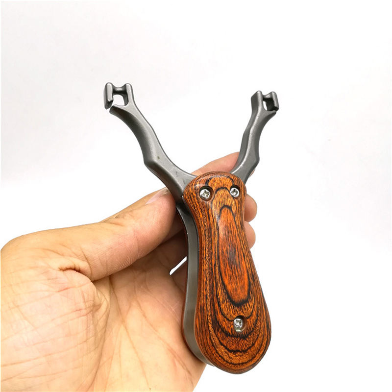 Antique White Wood Patch Folding Stainless Steel Slingshot MARKSMAN