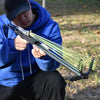Outdoor professional powerful multifunctional Blue telescopic long metal slingshot with rubber band for hunting - INDIAN SLINGSHOT
