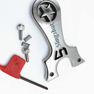New Slingshot Stainless Steel Foreign Trade U7 Flat Rubber Slingshot Quick Press Outdoor Pentagram Target Shooting Slingshot - INDIAN SLINGSHOT