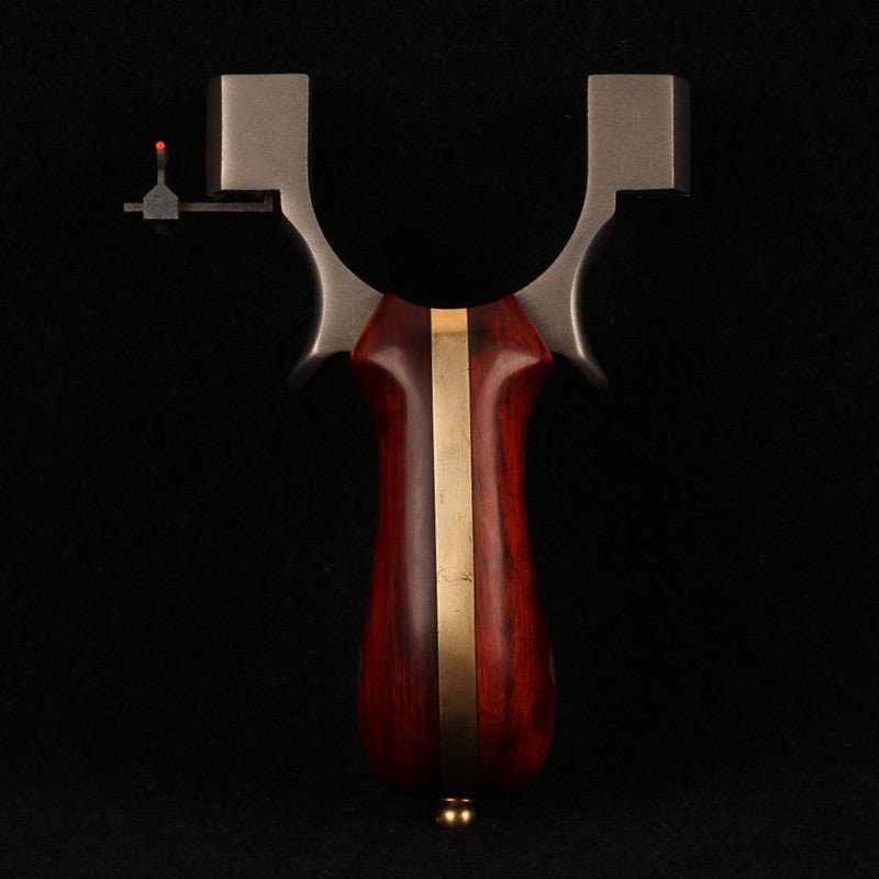 New Titanium Alloy Flat Leather Slingshot Free Binding Camshaft Oblique Red Sandalwood Handle Outdoor Shooting Target Shooting Sports - INDIAN SLINGSHOT