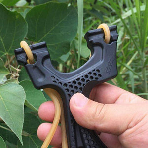 Pocket Archer Crooked Handle Traditional Bow High-precision Big Power Round Leather Flat Rubber Band Double Used Slingshot - INDIAN SLINGSHOT